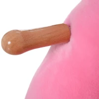 HOMCOM Caballito Balancín de Flamenco para Niños de +18 Meses Balancín Infantil de Felpa y Base de Madera Carga 25 kg 60x33x52 cm Rosa(m-8)