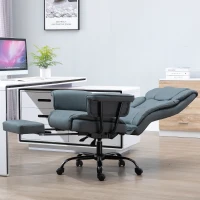 Vinsetto Bürostuhl Ergonomischer Chefsessel 360° Drehbar Computerstuhl höhenverstellbar mit Kopfstütze und gepolsterte Armlehnen mit Fußstütze Kunstleder 68 x 80 x 120–126 cm(m-7)