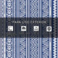 Outsunny Alfombra Reversible 182x274 cm Estilo Moderno para Terraza Balcón Patio Camping Playa Azul Oscuro y Blanco(m-5)
