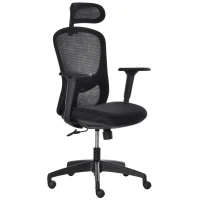 Vinsetto Bürostuhl mit Wippenfunktion Kopflehne Home-Office-Stuhl höhenverstellbarer Schreibtischstuhl ergonomisch 360°-Drehräder Schaumstoff Nylon Schwarz 64 x 64 x 100-109,5 cm(m-10)