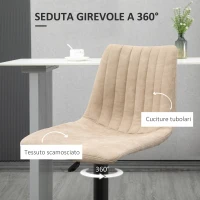 HOMCOM Sgabelli da Bar Set 2 Pezzi ad Altezza Regolabile, in Acciaio e Poliestere, 47.5x57.5x95-116 cm, Marrone(m-6)