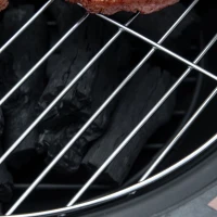 Outsunny Braciere da Giardino con Coperchio Parascintille, Attizzatoio e Piano in Ceramica, 68x68x45 cm, Nero(m-7)