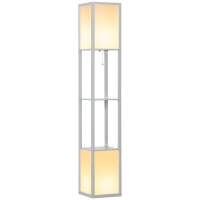 HOMCOM Modern Shelf Floor Lamp with Dual Ambient Light, Standing Lamp Living Room, Bedroom, 156cm, Grey
