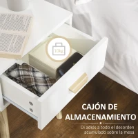 HOMCOM Juego de 2 Mesitas de Noche con Cajón y Patas de Madera para Dormitorio Salón Cama Oficina 40,5x30,5x60 cm Blanco(m-5)