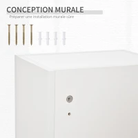 kleankin Armoire à pharmacie murale avec serrure, 5 étagères et tablettes réglables, bois et verre, blanc, 30x20x70cm(m-5)