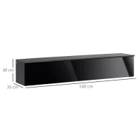 HOMCOM 160cm High Gloss Floating TV Unit Stand for TVs up to 70", Wall Mounted TV Cabinet with Storage Cupboards, Grey and Black(m-3)