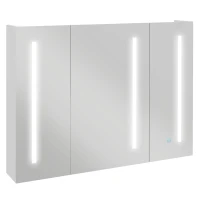 kleankin Armadietto con Specchio con Ripiani Regolabili e Luci LED a 3 Colori, in MDF e Vetro, 90x15x70 cm, Bianco(m-1)