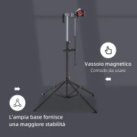 HOMCOM Cavalletto Manutenzione Bici Pieghevole ad Altezza Regolabile con Vassoio Portautensili, 100x100x109-180 cm, Nero(m-4)
