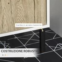 kleankin Mobile Bagno Sotto Lavabo a 2 Ante con Ripiano Interno in Truciolato e Acciaio, 60x30x60 cm, Bianco e Rovere(m-5)