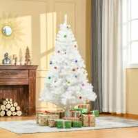 HOMCOM 6ft Snow Artificial Christmas Tree w/ Metal Stand Decorations Home Seasonal Elegant Faux White(m-2)