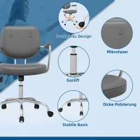 Vinsetto Bürostuhl Schreibtischstuhl, höhenverstellbar, Neigungsfunktion, 60 cm x 60 cm x 92 cm, Grau(m-5)