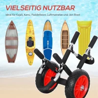 HOMCOM Surfwagen klappbar bis 45 kg AluTransportwagen Kajakwagen klappbar gepolstert Kunstleder-Reifen Bootswagen Surfwagen Bootstrailer Trolley für Surfbrett Board Schlauchboot(m-7)