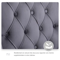 HOMCOM Fauteuil Chesterfield Grand Confort Dossier Assise capitonné avec Boutons Velours Gris(m-5)