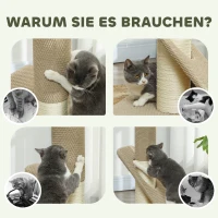 PawHut Kratzbaum für Katzen, mit Pad, Säule und Spielball, Teppich und Sisal, 84 cm, Hellbraun(m-6)