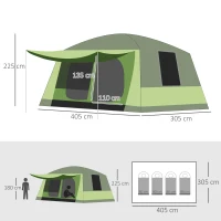 Outsunny Campingzelt Kuppelzelt Familienzelt 2 Schlafkabinen 4-8 Personen L405 x B305 x H225cm(m-3)