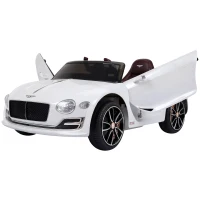 HOMCOM Macchina Elettrica per Bambini Bentley GT 6V, con Doppi Motori, Auto Elettrica per Bambini con Telecomando, Clacson, Suoni, Fari e 2 Portiere Apribili, 2.5-5 km/h, per 3-5 Anni, Bianco(m-10)