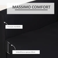 HOMCOM Divano Letto 2 Posti con Spazio Portaoggetti per Soggiorno e Camera, in Policotone e Gommapiuma, Grigio(m-6)