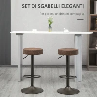 HOMCOM Set 2 Sgabelli da Bar Girevoli con Poggiapiedi e Altezza Regolabile, 35x36x64-85cm, Marrone(m-4)