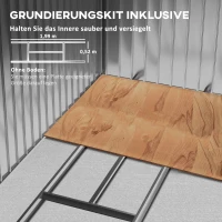 Outsunny Geräteschuppen mit Schiebetüren 2,13 x 1,30 x 1,85cm Metall Kohlegrau(m-7)