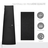 Outsunny Housse de protection pour parasol en tissu Oxford 300D fermeture à glissière et tige de support 240 x 48/70 cm noir(m-4)