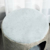 PawHut Árbol Rascador para Gatos Pequeño Altura 50 cm Torre Escalador de Gato con Cueva Rampa Poste Rascador de Sisal Natural y Bola Colgante 30x30x50 cm Beige Oscuro(m-9)