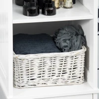 kleankin Armario de Baño con 1 Cajón 1 Puerta 3 Estantes Columna de Baño Mueble Auxiliar para Aseo 34x30x163 cm Blanco(m-9)