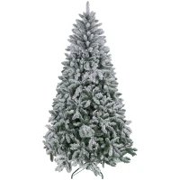 HOMCOM Árbol de Navidad Artificial Nevado 210 cm con 1021 Ramas y Soporte de Metal Árbol Navideño Nevado para Interior Verde(m-11)