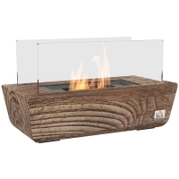HOMCOM Chimenea Bioetanol Sobremesa Capacidad de 150ml 1000BTU Combustión de 45 Minutos para Interior 5-8㎡ 33x16x18 cm Roble