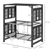 Outsunny Table de cuisine de camping pliante, acier et aluminium, sac de transport, 2 tablettes , 2 étagères et porte-gobelets(m-3)