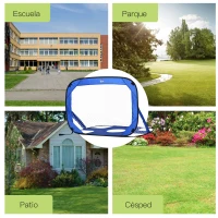 HOMCOM Juego de 2 Porterías de Fútbol Pop-up Diseño 2 en 1 Plegable para Juegos y Entrenamiento de Fútbol con Bolsa de Transporte 123x80x80 cm Azul(m-7)