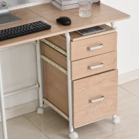 HOMCOM Table de Bureau Table d'Ordinateur Design Pliable avec roulettes Panneaux de Particules 105 x 50 x 74 cm Bois Naturel(m-7)