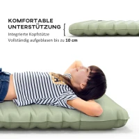 Outsunny Luftmatratze, Campingmatte, wasserabweisend, reißfest, mit Fußpumpe, Nylon, 200L x 60B x 10H cm, Grün(m-4)