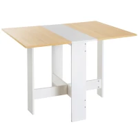 HOMCOM Klapptisch, Esstisch mit klappbarer Arbeitsplatte, Schreibtisch, Arbeitsstation, Beistelltisch, Spanplatte, Eiche, Weiß, 103 x 76 x 73,5  cm(m-1)