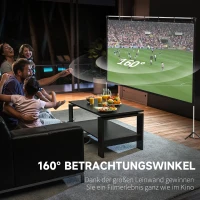 HOMCOM Projektionsleinwand Filmleinwand 253 x 41 x 202 cm Kunststoff Weiß(m-4)