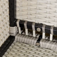 Outsunny Outdoor PE Rattan Furniture with Cushions, Garden Armless Chair with Adjustable Footpads and Back Support Cushion, for Garden, Yard, Terrace, Light Grey(m-9)