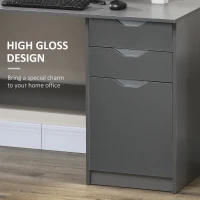 HOMCOM Computer Desk with Drawers, High Gloss Home Office Desk with Storage Cabinet, Study Workstation, 120 x 60cm, Grey(m-5)