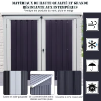 Outsunny Abri de jardin - remise pour outils - abri de poubelle jardin - 2 portes verrouillables - dim. 158L x 100l x 135H cm - tôle d'acier noir blanc(m-4)