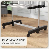 HOMCOM Four-Shelf Collapsing Clothes Horse, With Side Arms and Wheels - Black(m-7)