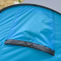 Outsunny Pop up Zelt für 1-2 Personen Campingzelt für 3 Jahreszeiten Polyester Glasfaser Blau+Grau 220 x 108 x 110 cm(m-8)