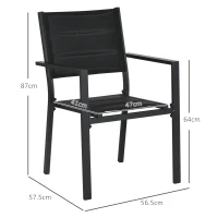 Outsunny Set of Two Aluminium Stacking Garden Chairs - Black(m-3)