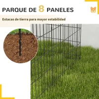 PawHut Corralito para Perros de 8 Paneles 76x61 cm Forma Personalizada con Puerta y Doble Cerradura para Jardín Patio Negro(m-6)