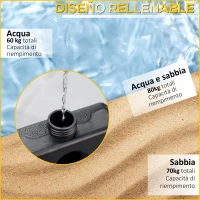 Outsunny Base per Ombrellone da 4 Pezzi Riempibili con Acqua o Sabbia e Ganci di Connessione, Nero(m-5)