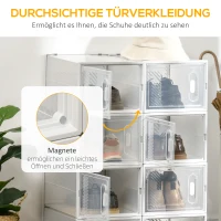 HOMCOM 8-teiliges Schuhregal, stapelbare Schuhboxen für Schuhe bis Größe 46, magnetische Türen, Kunststoff, 28 x 36 x 21 cm(m-6)