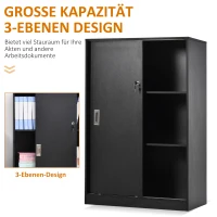 HOMCOM Aktenschrank mit verschließbarer Tür, inklusive 2 Schlüsseln, 80 cm x 40 cm x 120 cm, Schwarz(m-4)