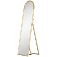 HOMCOM Espejo de Pie de Madera Espejo de Cuerpo Entero para Dormitorio Vestidor Estilo Moderno 150x46x43 cm Natural(m-10)