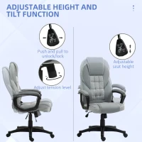 HOMCOM Faux Leather Office Chair - Grey(m-4)
