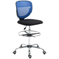 Vinsetto Drafting Chair, Swivel Office Draughtsman Chair, Mesh Standing Desk Chair with Adjustable Foot Ring, Armless, Dark Blue(m-11)