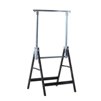 HOMCOM 2 x Gerüstbock Unterstellbock Klappbock höhenverstellbar bis 200kg Stahl Schwarz 68 x 58 x 80-130 cm(m-6)