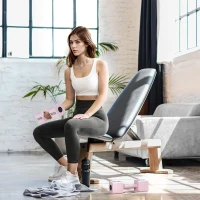 SPORTNOW Juego de Mancuernas 10 kg con Mango Antideslizante y Diseño Cuadrado para Entrenamiento en Casa Gimnasio Rosa(m-2)