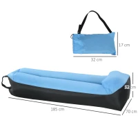 Outsunny Hamac Gonflable Chaise Longue transat Gonflable Pliable avec sac de transport pour Le Camping, la Mer, la Plage(m-3)